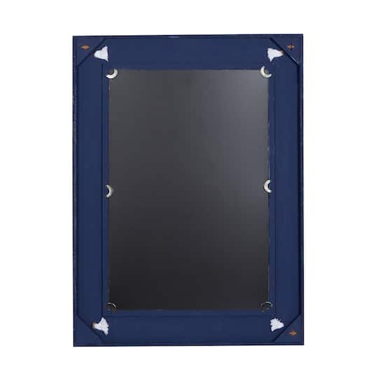 31" Blue Wood Contemporary Wall Mirror